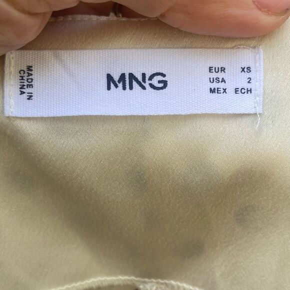 Mango Polka-dot satin-finish dress size 2 cream with brown spots - Picture 13 of 14